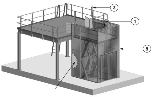 Vertical Reciprocating Conveyor in Raised Position